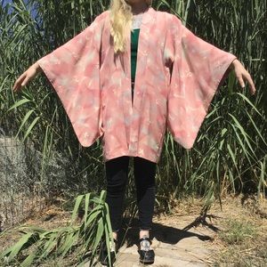 Silk crepe antique short kimono